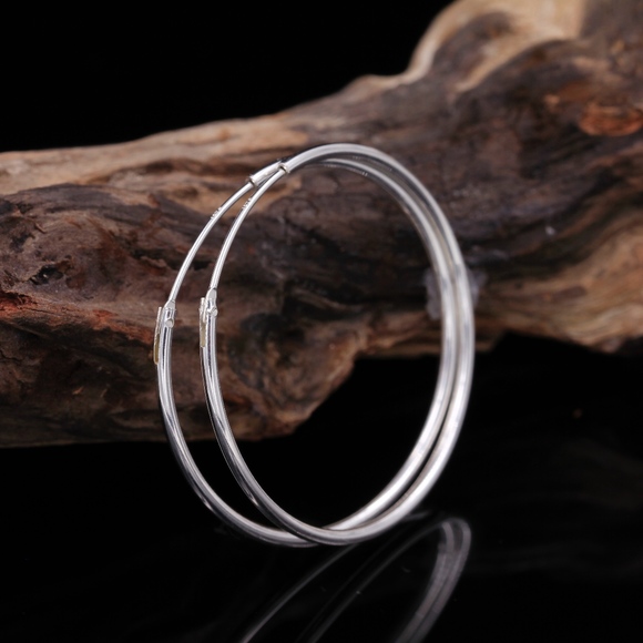 925 Sterling Silver Endless Hoop Earrings - Picture 1 of 7